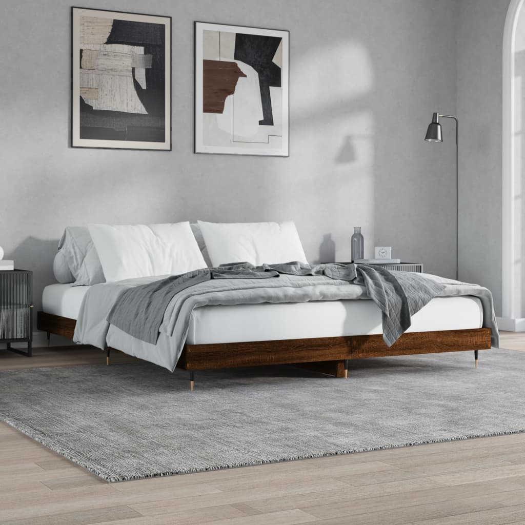 Sengeramme brun eik 120x200 cm konstruert tre