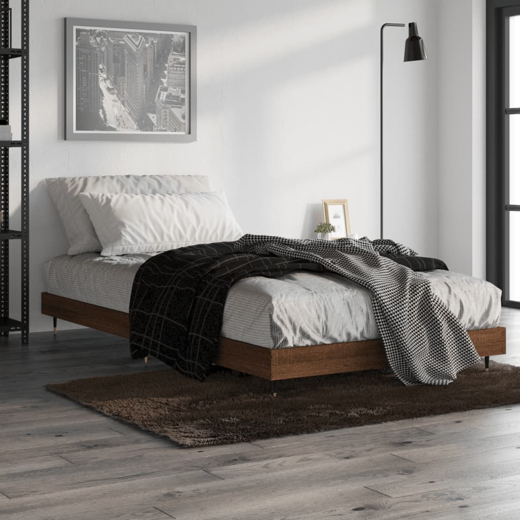 Sengeramme brun eik 100x200 cm konstruert tre