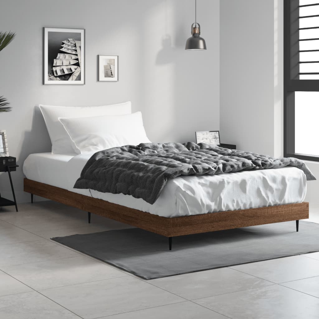 Sengeramme brun eik 100x200 cm konstruert tre
