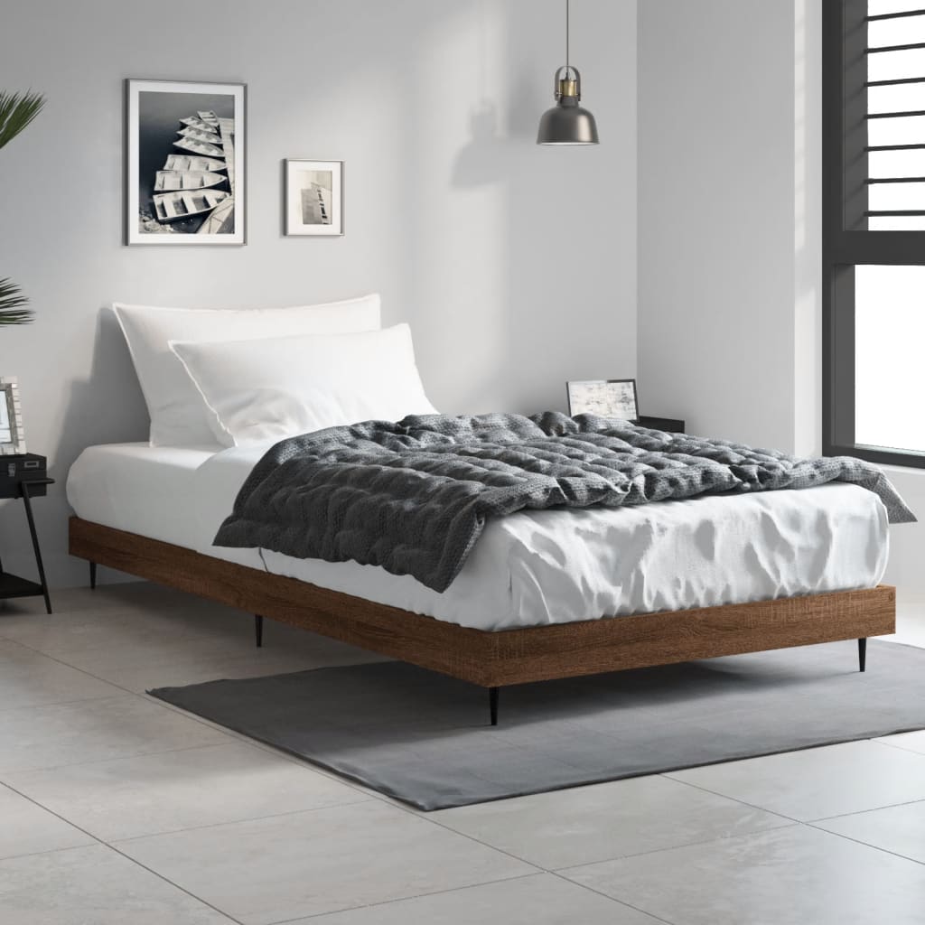 Sengeramme brun eik 90x200 cm konstruert tre