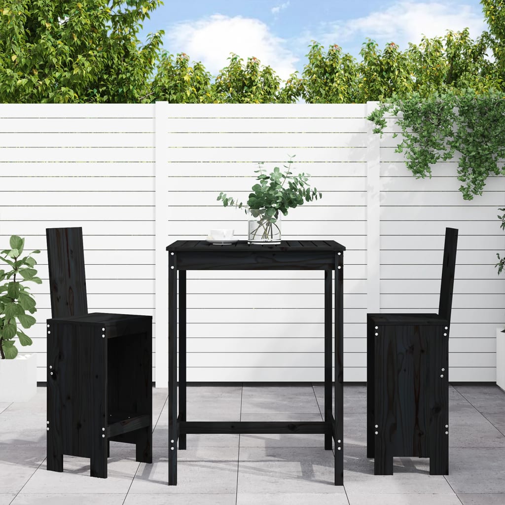 Hagebarsett 3 deler svart heltre furu
