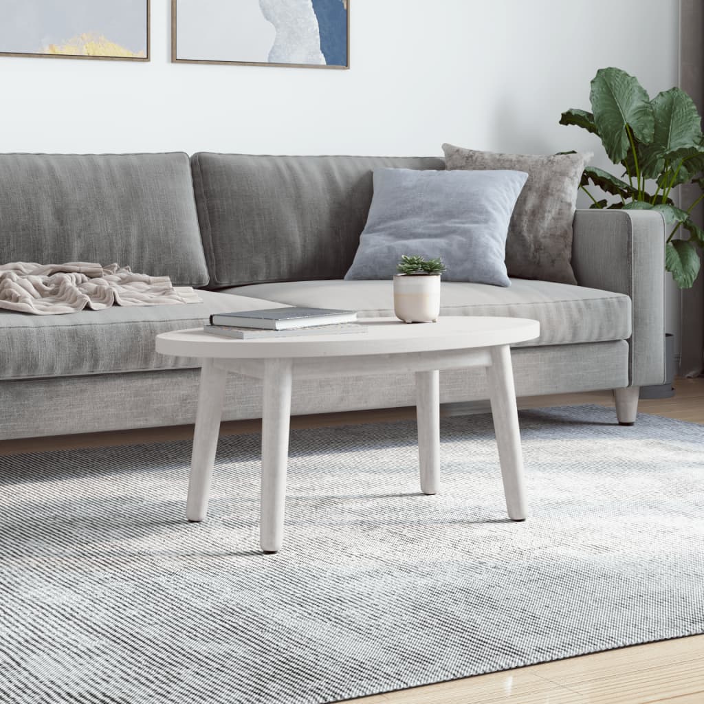 Bordplate hvit 80x40x2,5 cm heltre furu oval
