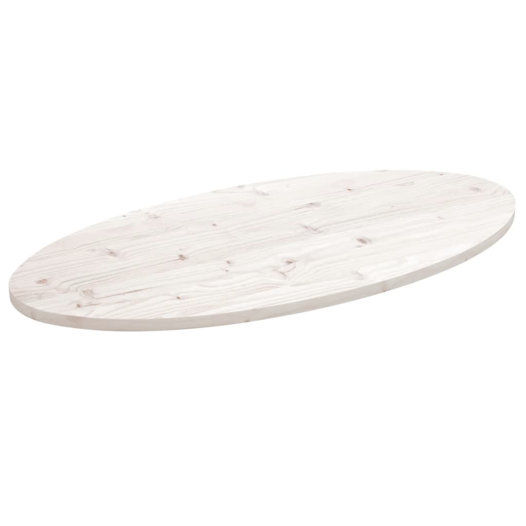 Bordplate hvit 110x55x2,5 cm heltre furu oval