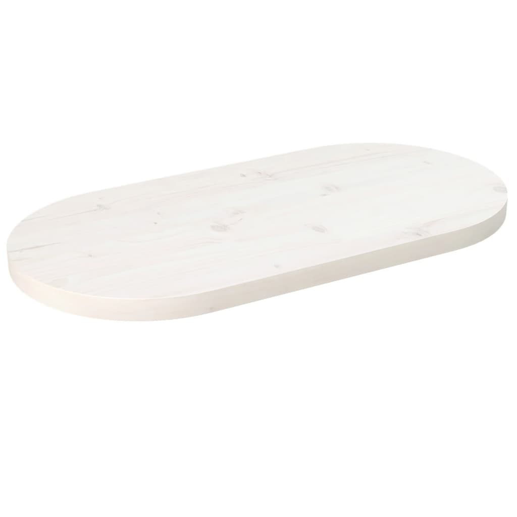 Bordplate hvit 60x30x2,5 cm heltre furu oval