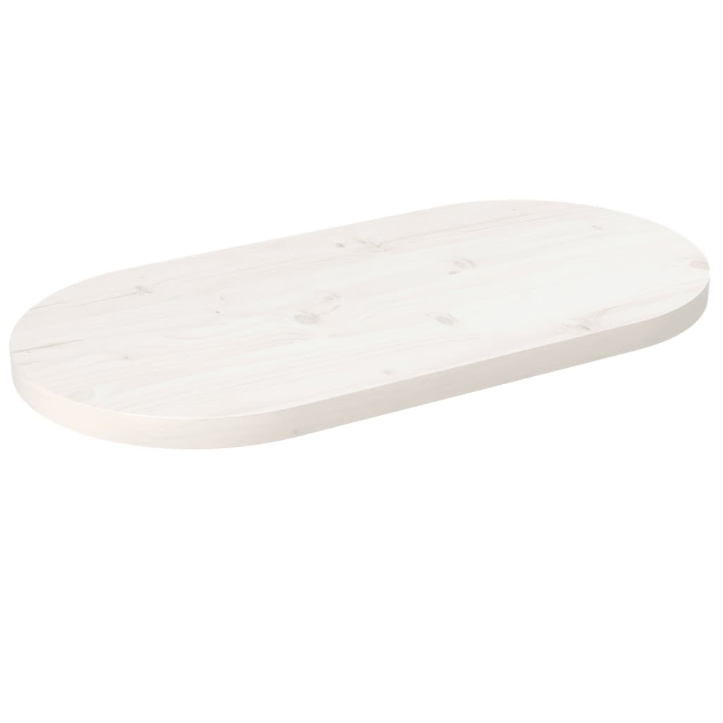 Bordplate hvit 80x40x2,5 cm heltre furu oval