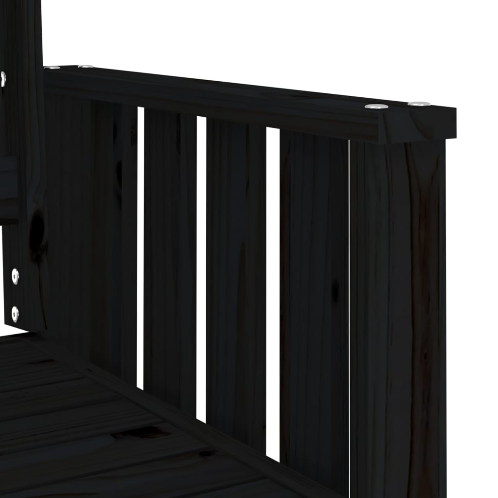 Hagebenk med bord 2-seter svart heltre furu