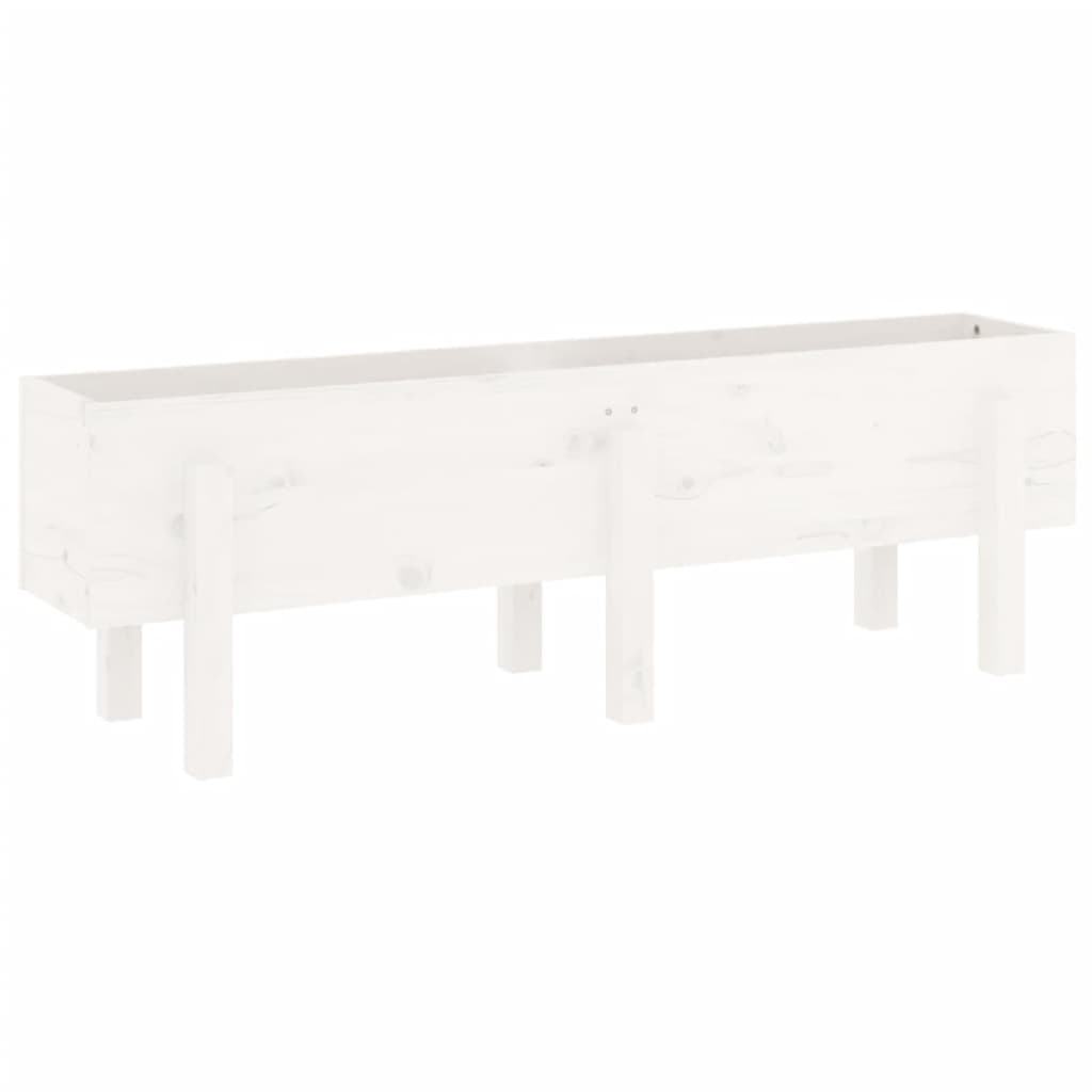 Høybed for hage hvit 121x30x38 cm heltre furu
