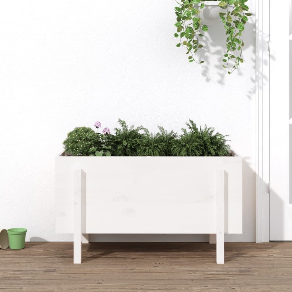 Høybed for hage hvit 101x50x57 cm heltre furu