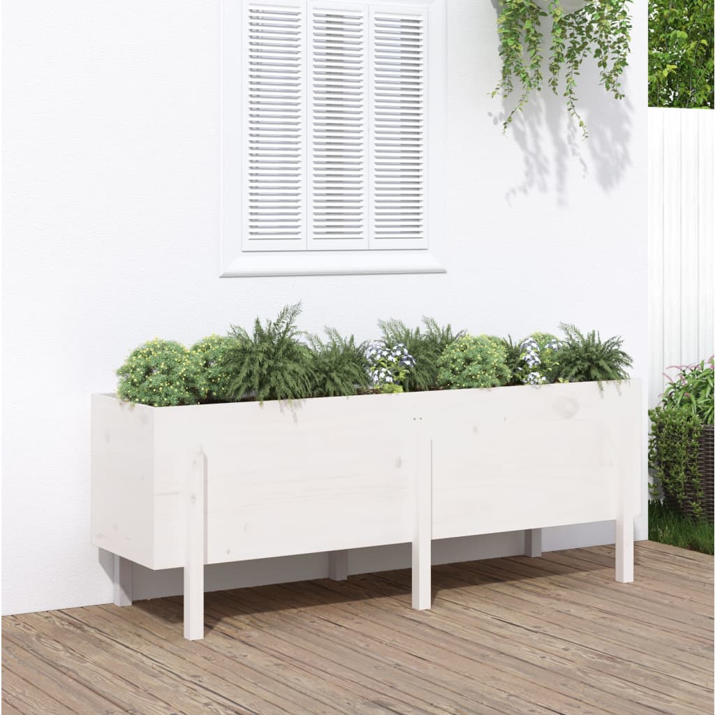 Høybed for hage hvit 160x50x57 cm heltre furu