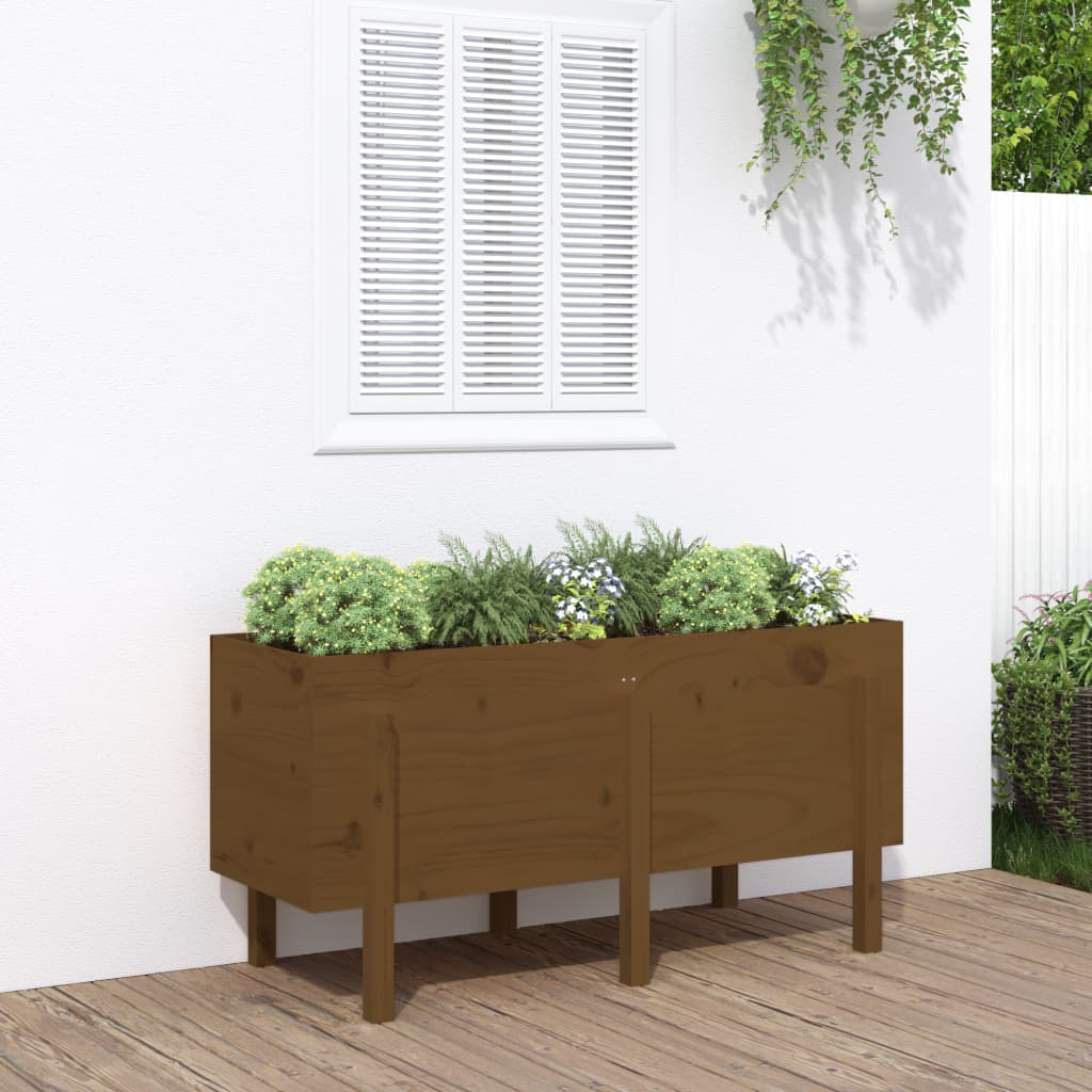 Høybed for hage honningbrun 121x50x57 cm heltre furu