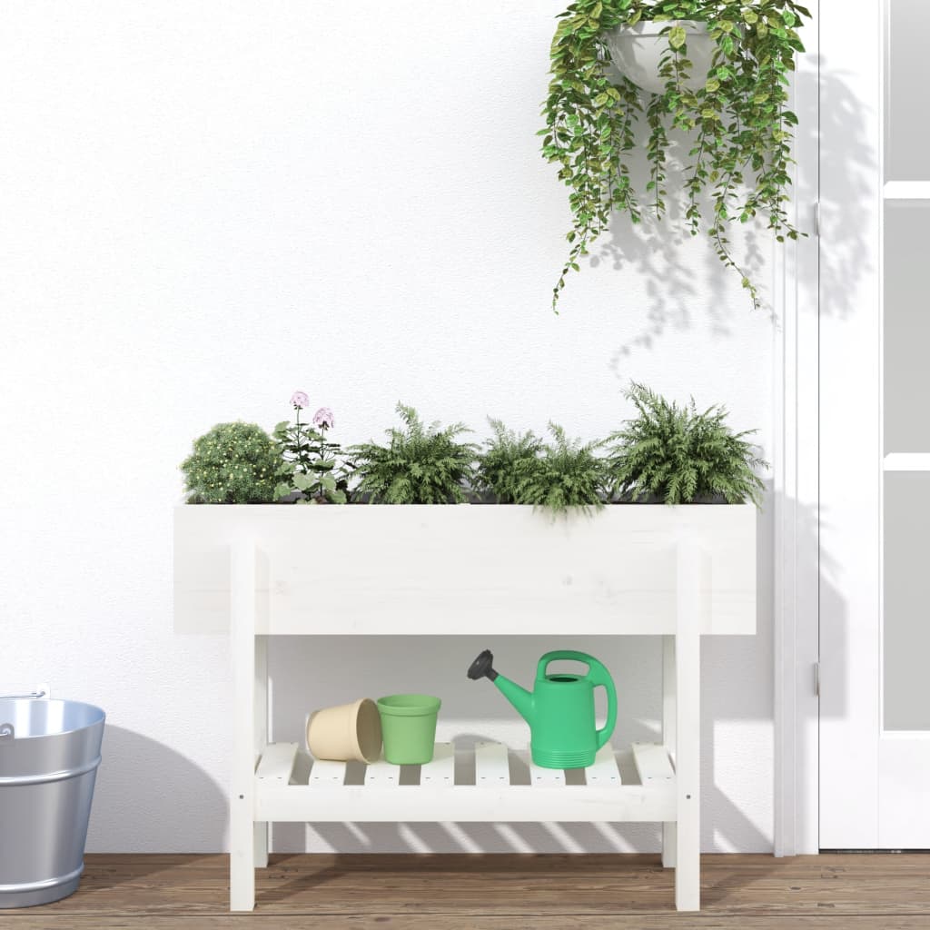Høybed for hage hvit 101x30x69 cm heltre furu