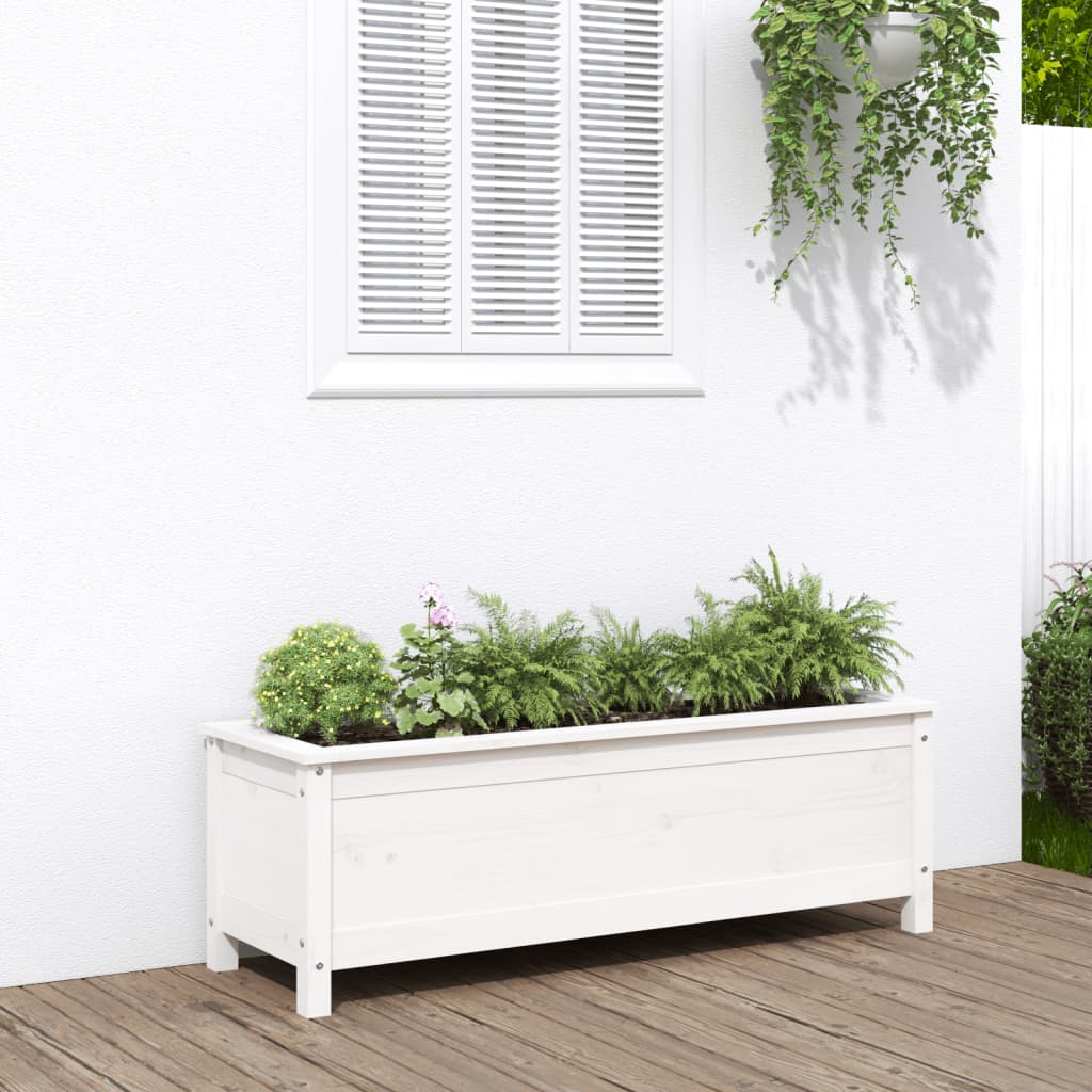 Høybed for hage hvit 119,5x40x39 cm heltre furu