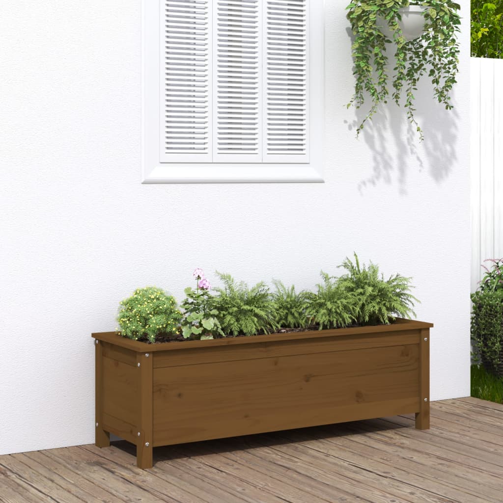 Høybed for hage honningbrun 119,5x40x39 cm heltre furu