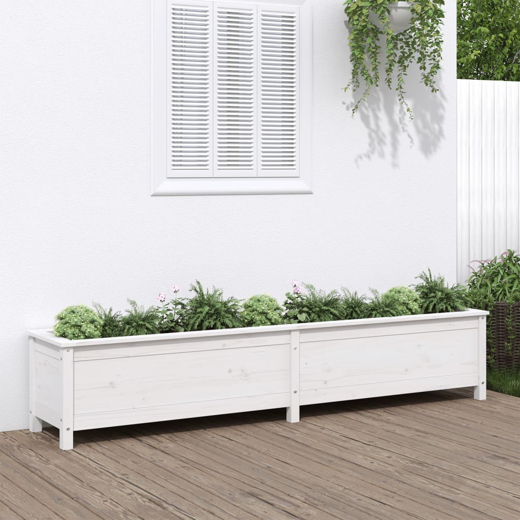 Høybed for hage hvit 199,5x40x39 cm heltre furu