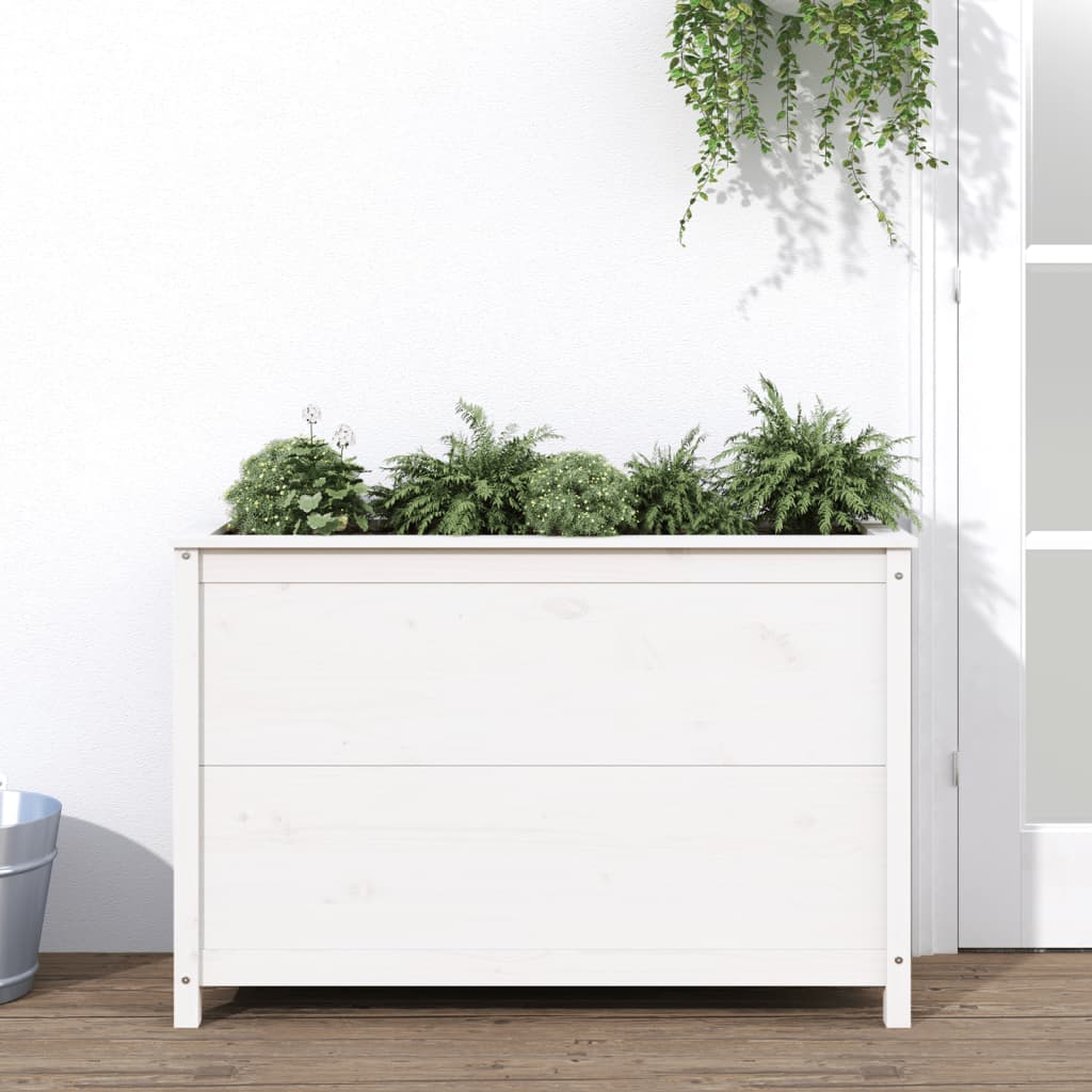Høybed for hage hvit 119,5x40x78 cm heltre furu