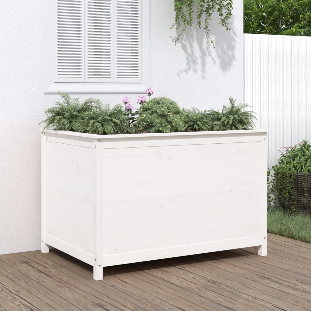 Høybed for hage hvit 119,5x82,5x78 cm heltre furu