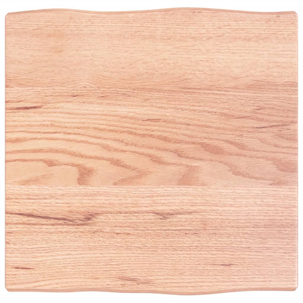 Bordplate lysebrun 40x40x2cm behandlet heltre eik naturlig kant