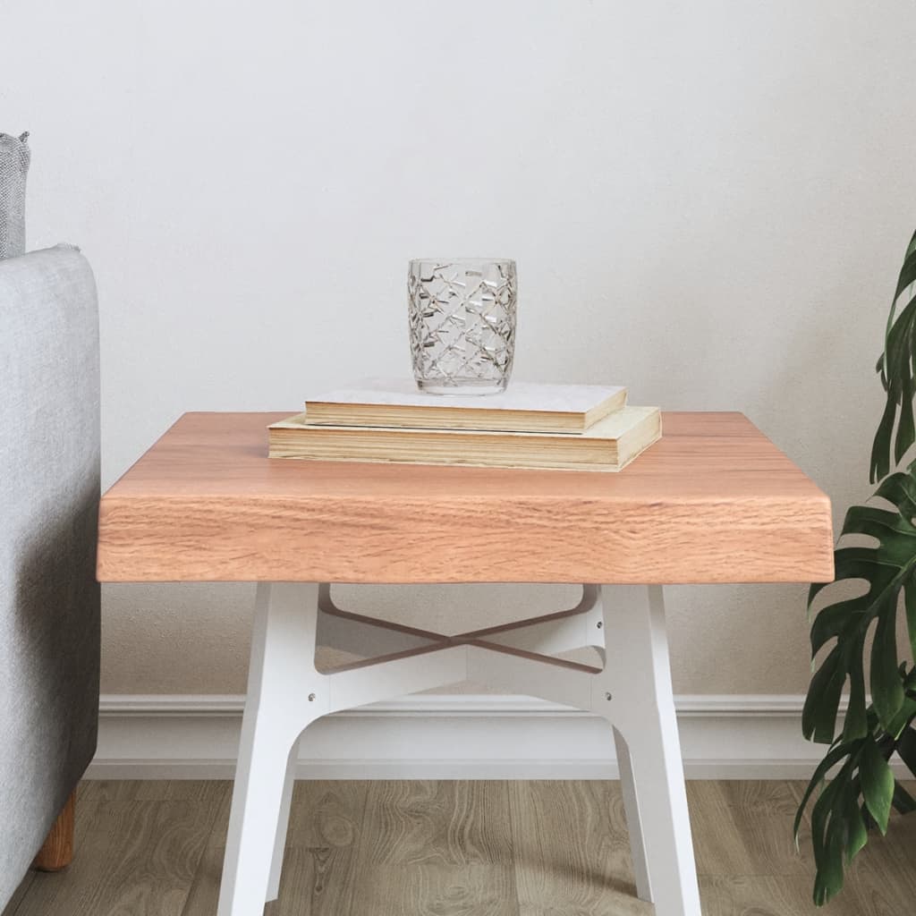 Bordplate lysebrun 40x40x(2-6)cm behandlet heltre naturlig kant