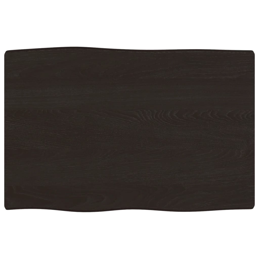 Bordplate mørkebrun60x40x2cm behandlet heltre eik naturlig kant