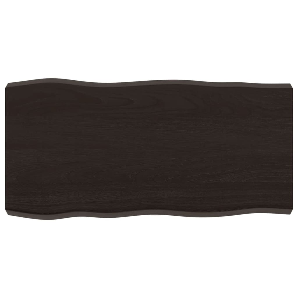 Bordplate mørkegrå 80x40x6cm behandlet heltre eik naturlig kant