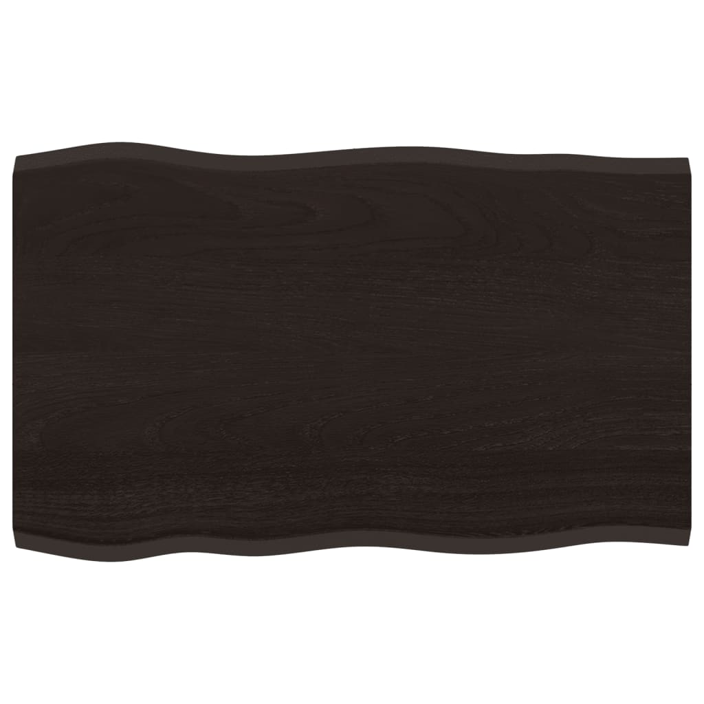 Bordplate mørkegrå 80x50x2cm behandlet heltre eik naturlig kant