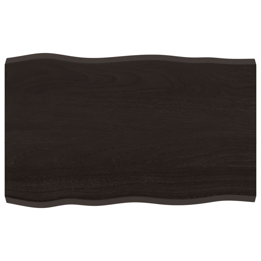 Bordplate mørkegrå 80x50x4cm behandlet heltre eik naturlig kant