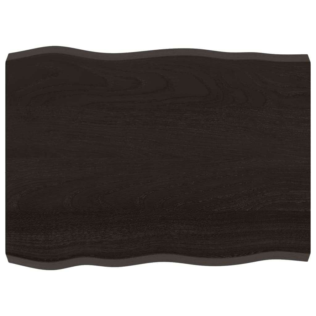 Bordplate mørkebrun80x60x(2-6)cm behandlet heltre naturlig kant