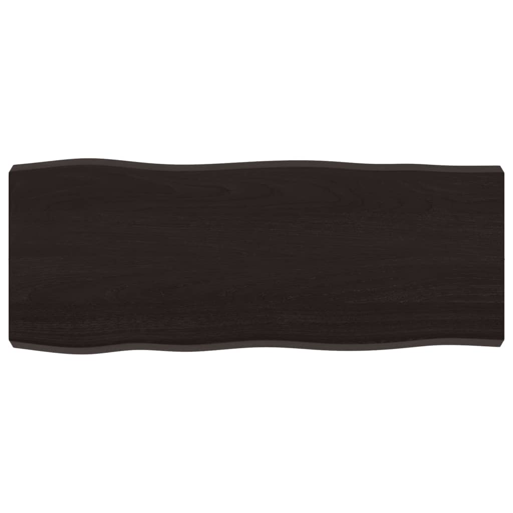 Bordplate mørkegrå 100x40x6 cm behandlet eik naturlig kant