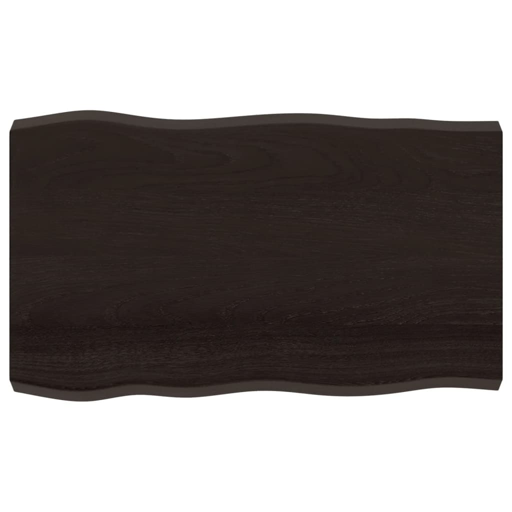 Bordplate mørkegrå 100x60x6 cm behandlet eik naturlig kant