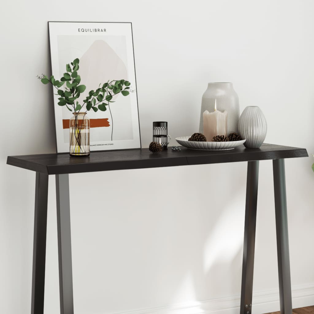 Bordplate mørkegrå 120x40x4 cm behandlet eik naturlig kant