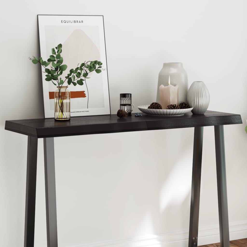 Bordplate mørkegrå 120x40x6 cm behandlet eik naturlig kant