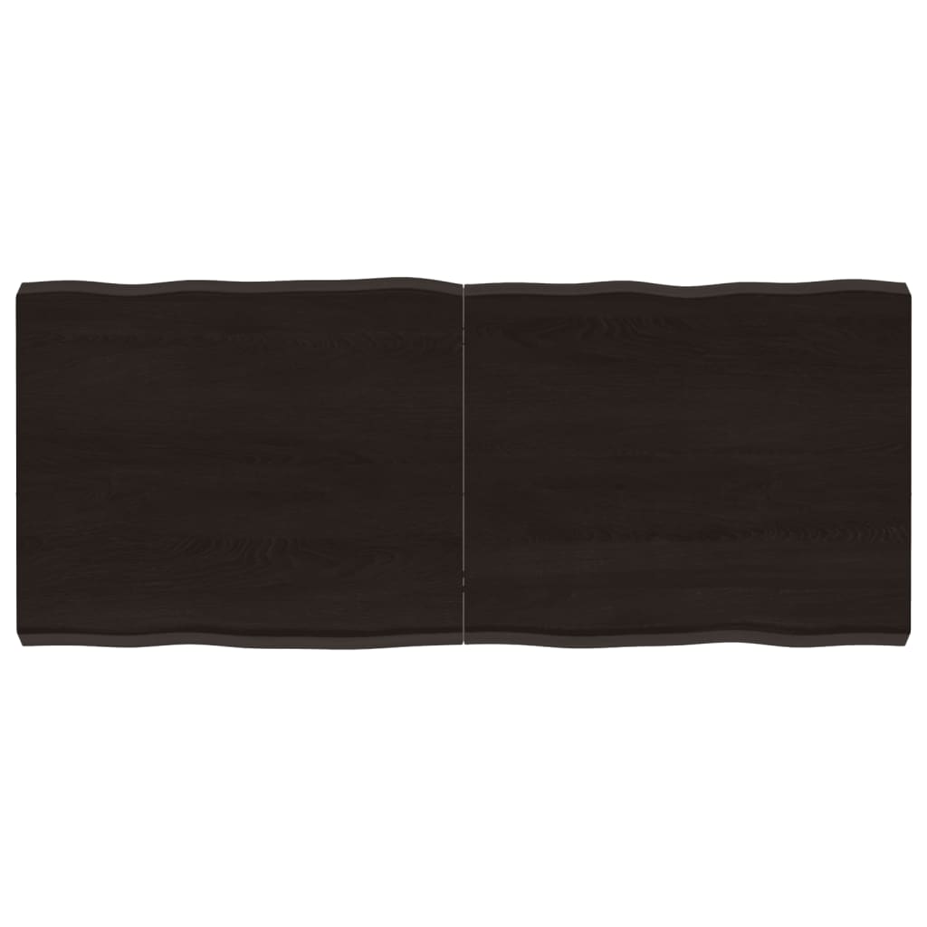 Bordplate mørkegrå 120x50x6 cm behandlet eik naturlig kant