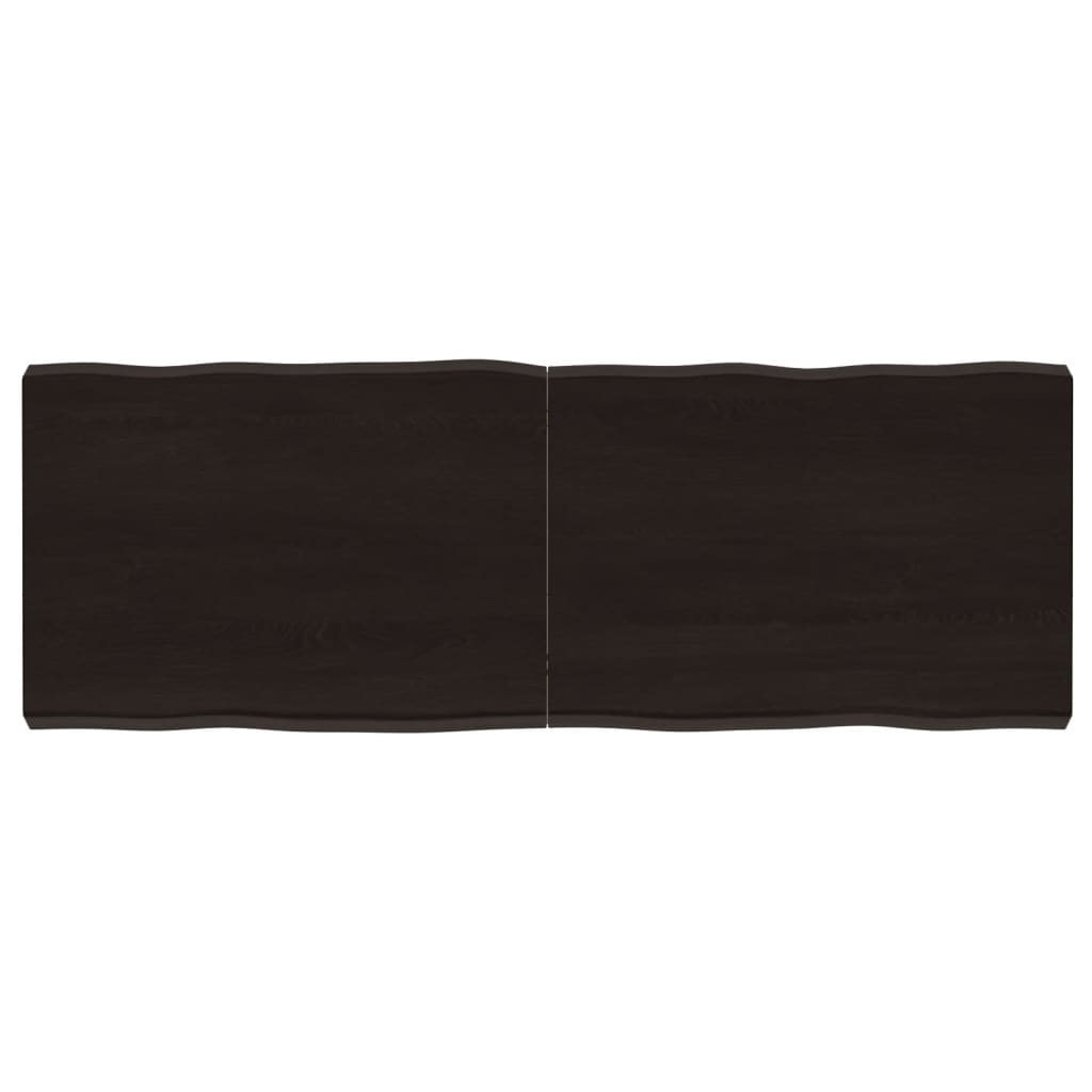 Bordplate mørkegrå 140x50x6 cm behandlet eik naturlig kant