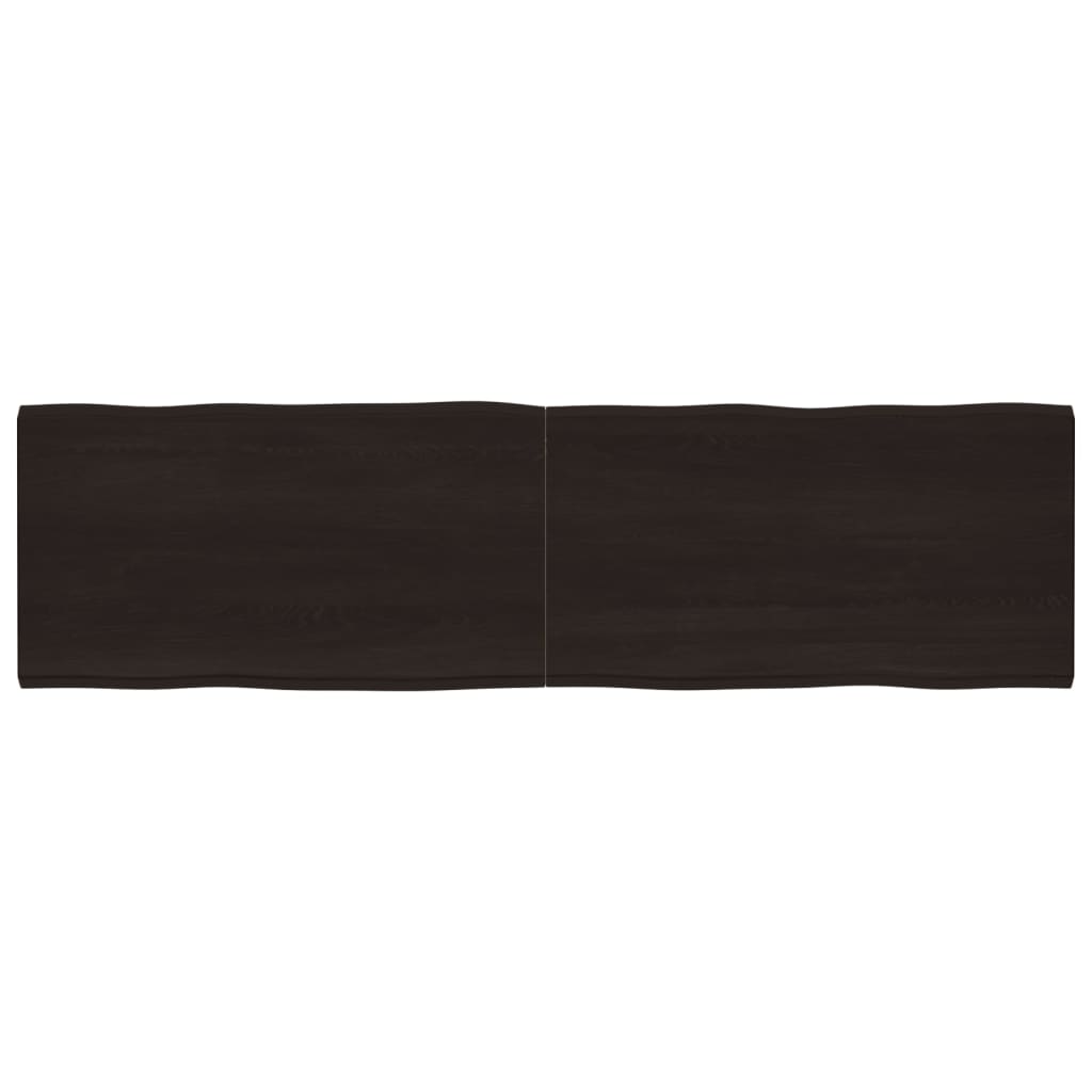 Bordplate mørkegrå 220x60x6 cm behandlet eik naturlig kant