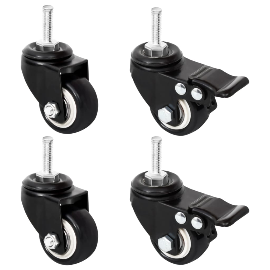 Hjul til plantekasser 4 stk svart 8x3,5x8 cm jern