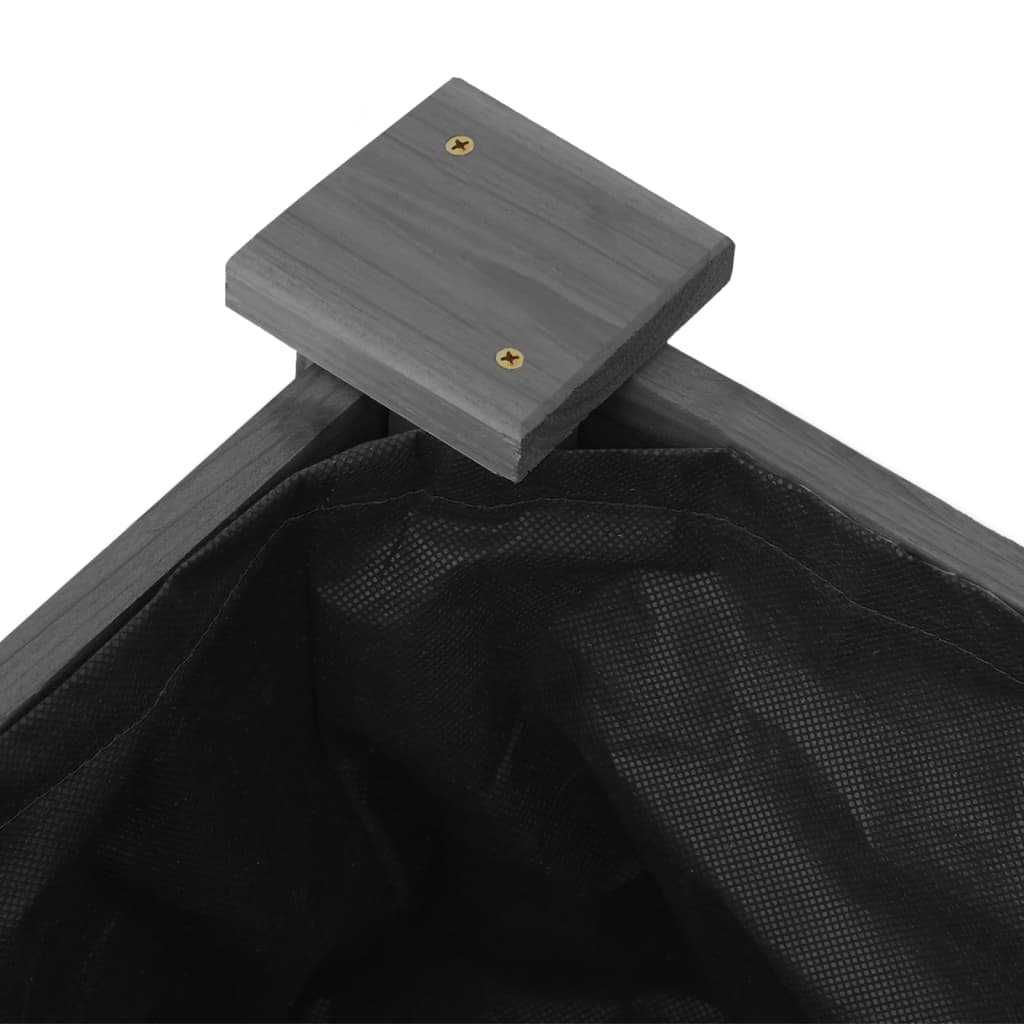 Høybed med foring grå 120x45x25 cm heltre gran