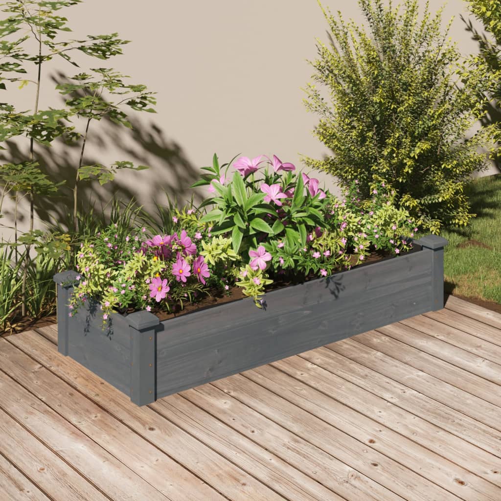 Høybed med foring grå 120x45x25 cm heltre gran