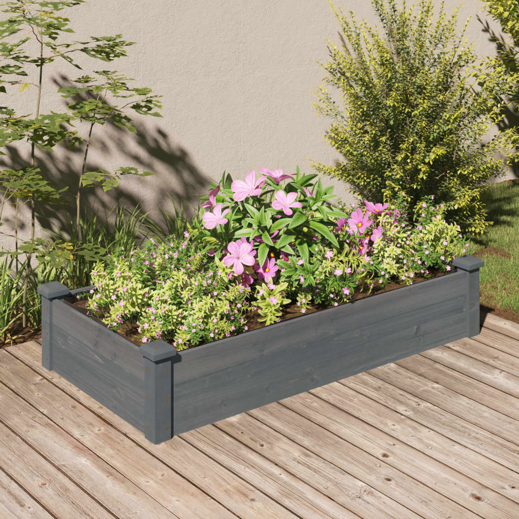 Høybed med foring grå 120x60x25 cm heltre gran