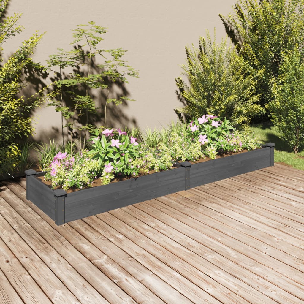 Høybed med foring grå 240x60x25 cm heltre gran