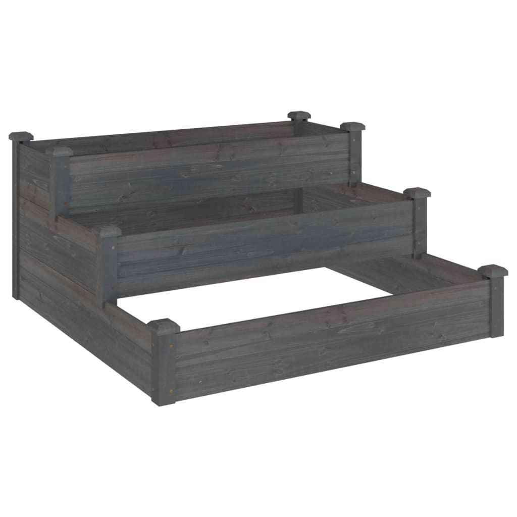 Høybed grå 120x120x56 cm heltre gran