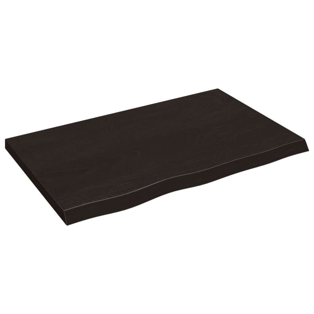 Bordplate mørkebrun 80x50x(2-4) cm behandlet heltre eik
