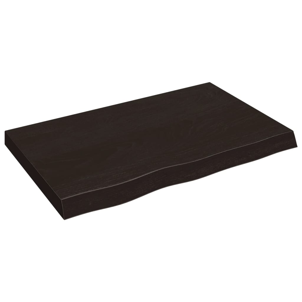 Bordplate mørkebrun 80x50x(2-6) cm behandlet heltre eik
