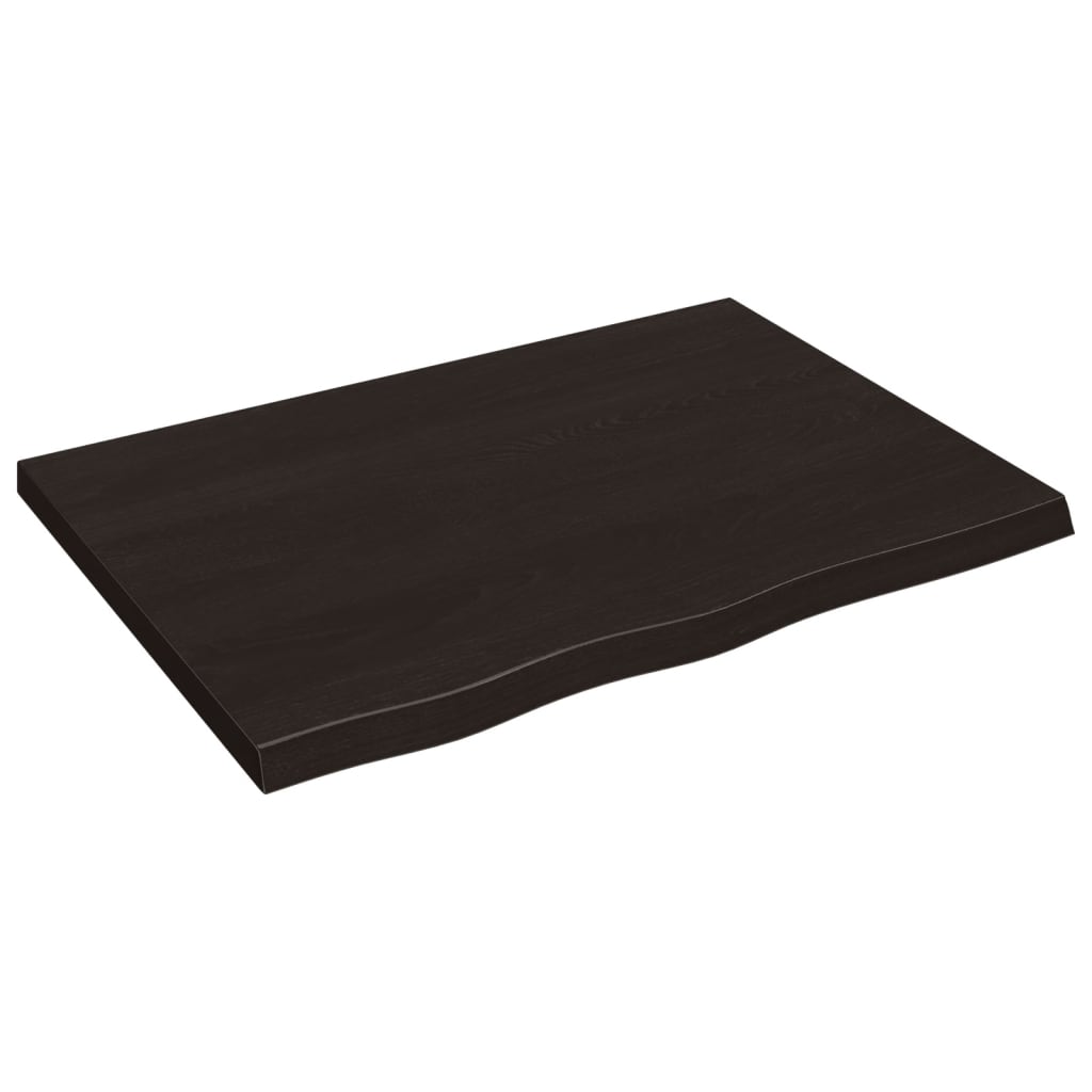 Bordplate mørkebrun 80x60x(2-4) cm behandlet heltre eik