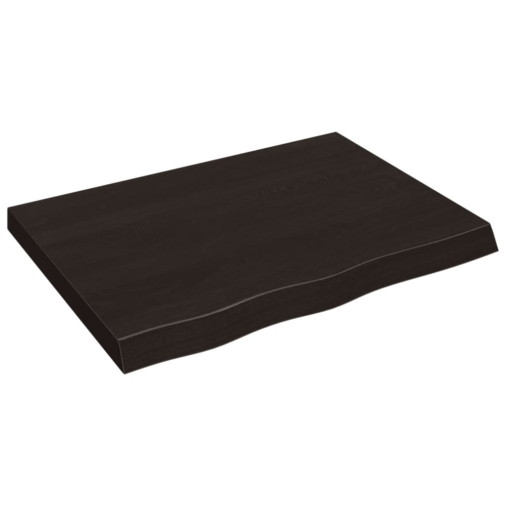 Bordplate mørkebrun 80x60x(2-6) cm behandlet heltre eik