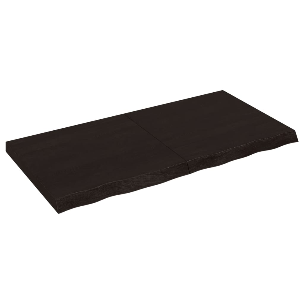 Bordplate mørkebrun 120x60x(2-6) cm behandlet heltre eik