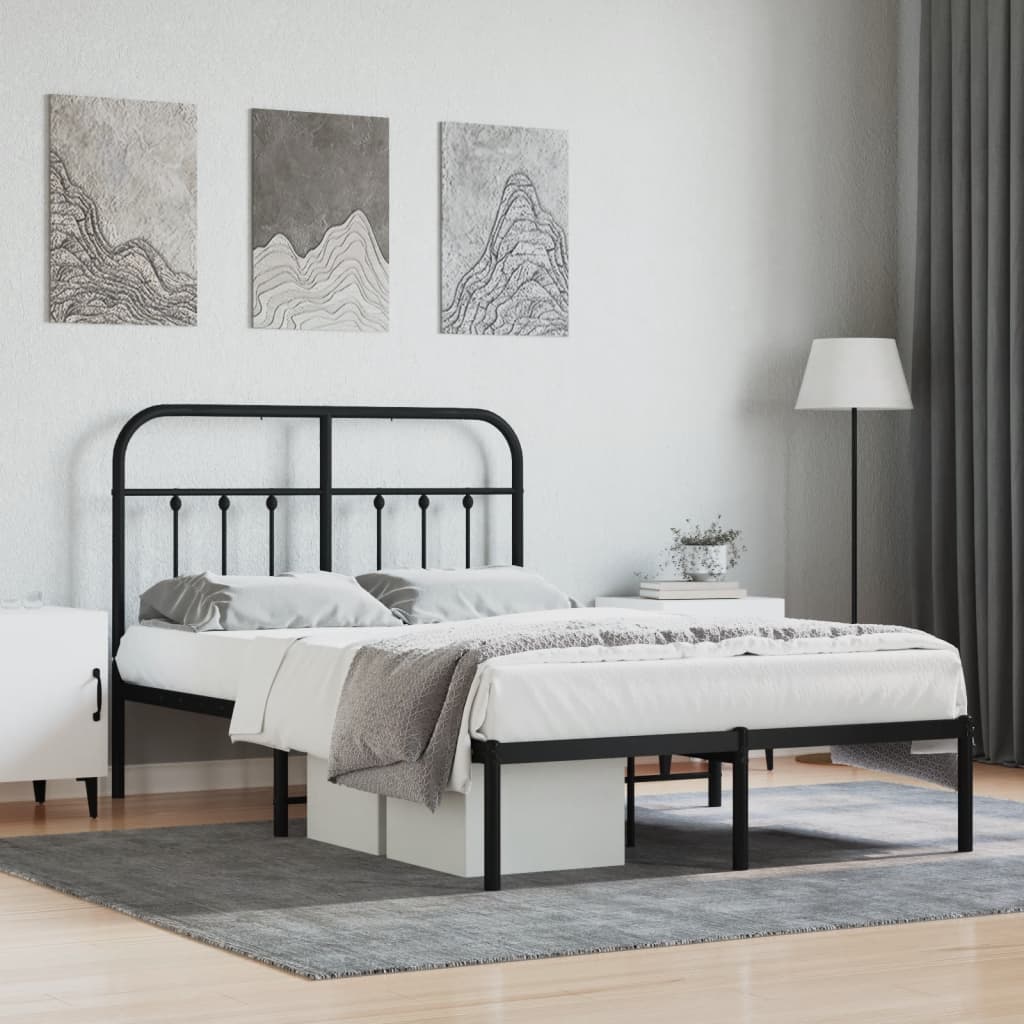 Sengeramme i metall med sengegavl svart 120x200 cm