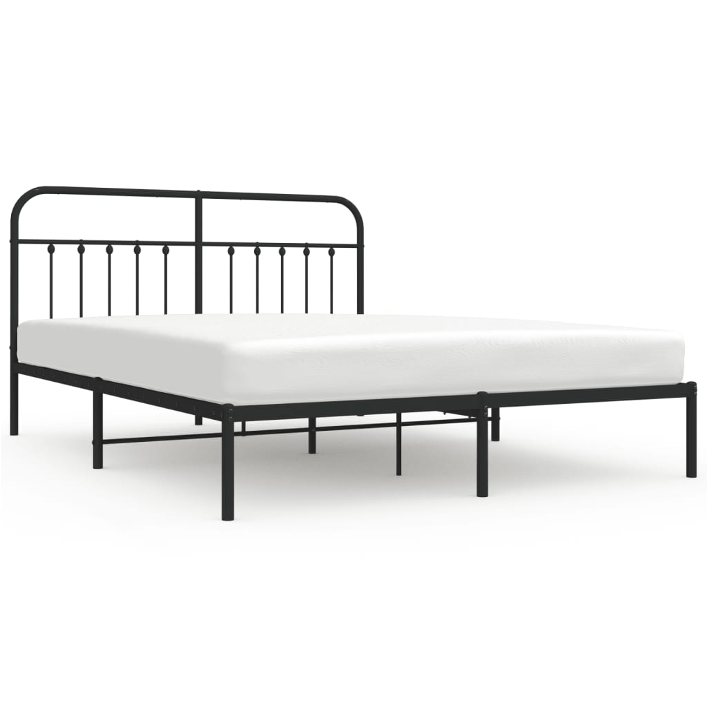 Sengeramme i metall med sengegavl svart 183x213 cm