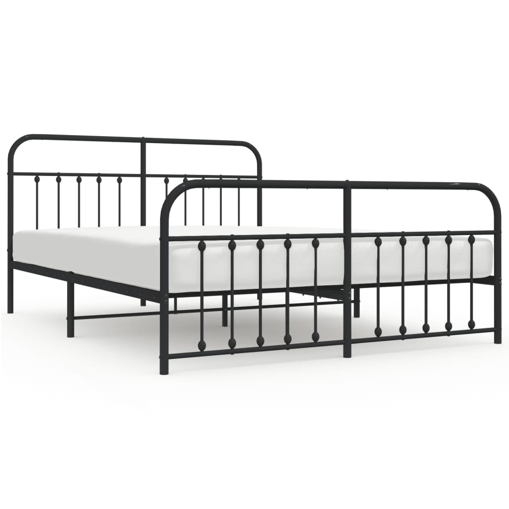 Sengeramme i metall uten madrass med fotgavl svart 180x200 cm