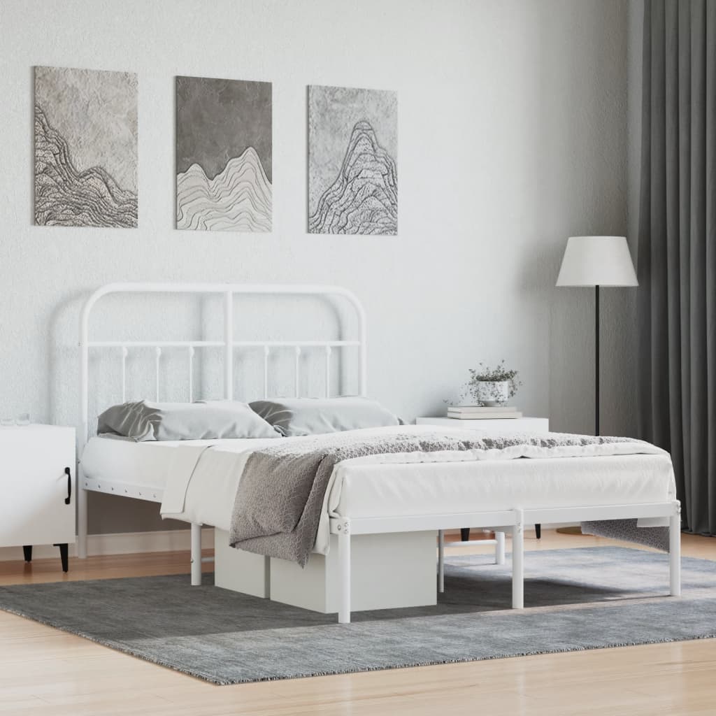 Sengeramme i metall med hodegavl hvit 120x190 cm