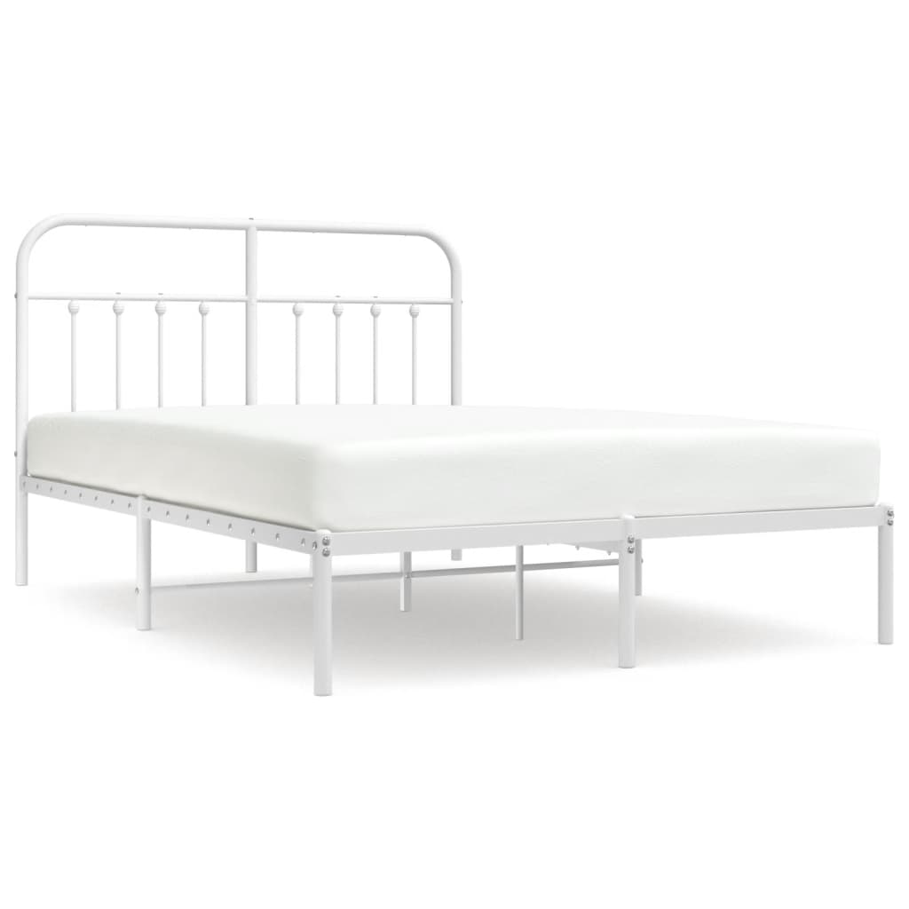 Sengeramme i metall med hodegavl hvit 135x190 cm